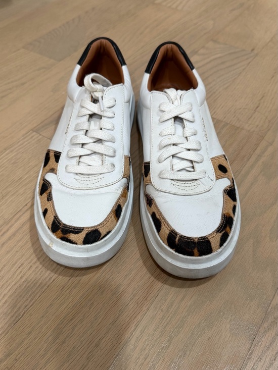 Cole Haan Shoes - Cole Haan White Leather Sneakers with Leopard Trim